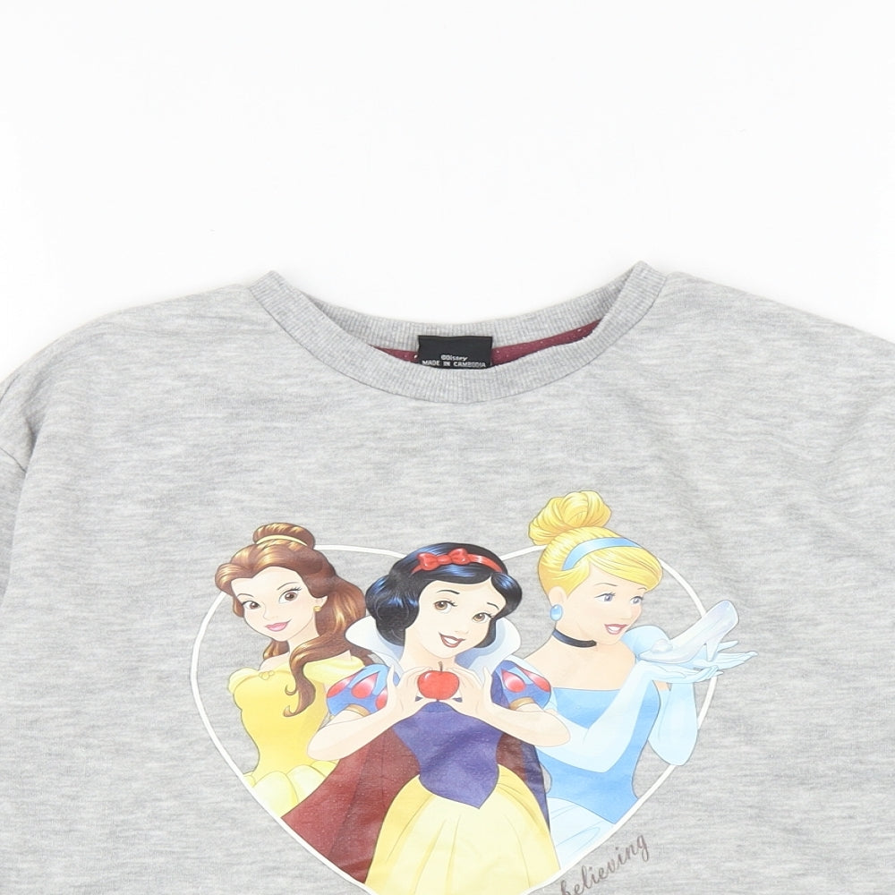 Primark Girls Grey Cotton Pullover Sweatshirt Size 7-8 Years Pullover - Disney Princesses