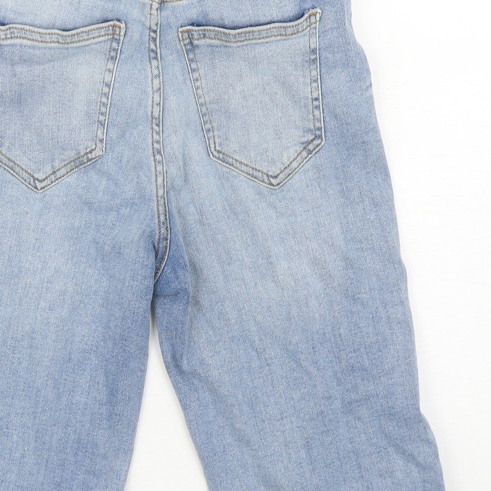 F&F Womens Blue Cotton Bermuda Shorts Size 8 L10.5 in Regular Zip