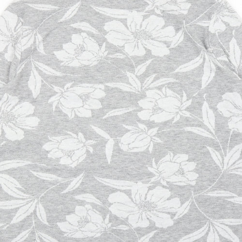 TU Womens Grey Boat Neck Floral Polyester Pullover Jumper Size 14