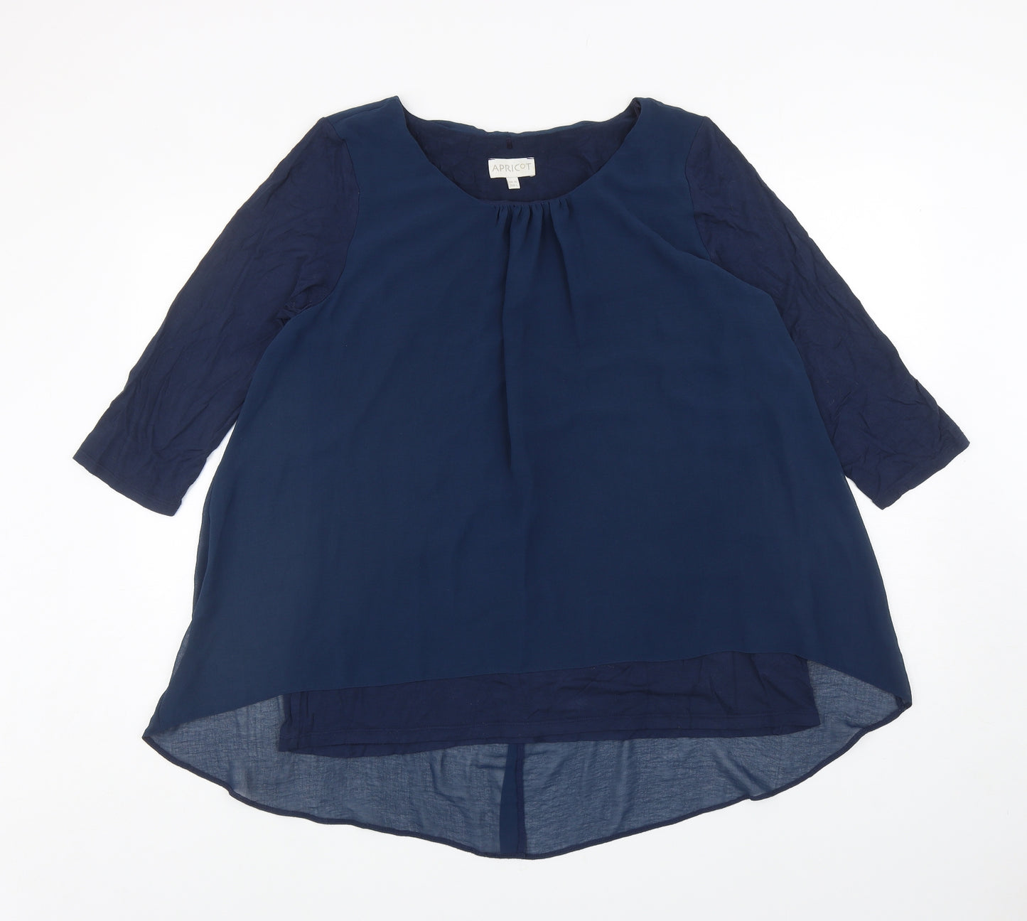 Apricot Womens Blue Polyester Basic Blouse Size 14 Boat Neck