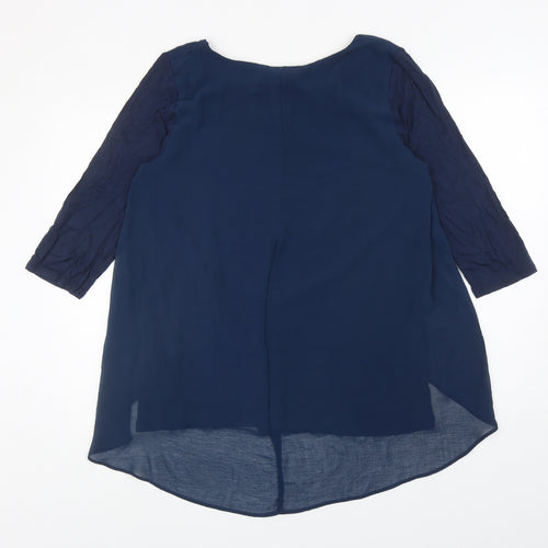 Apricot Womens Blue Polyester Basic Blouse Size 14 Boat Neck