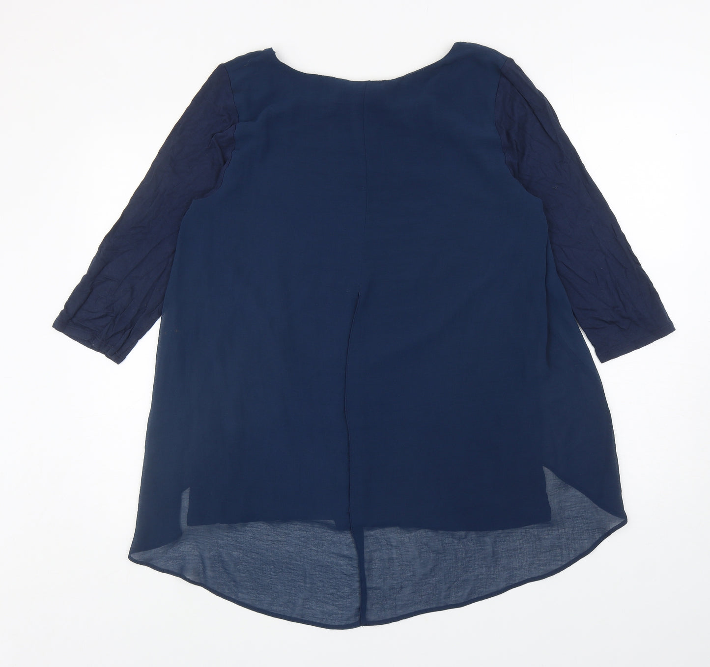 Apricot Womens Blue Polyester Basic Blouse Size 14 Boat Neck