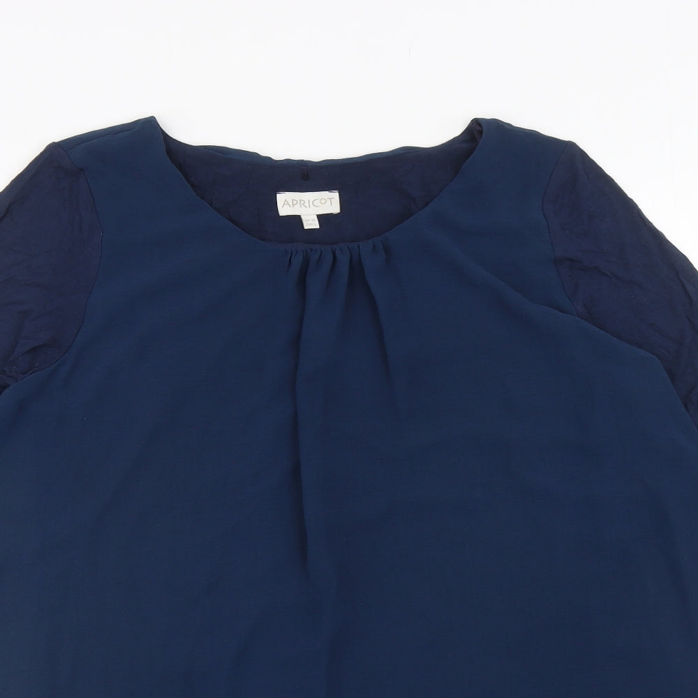 Apricot Womens Blue Polyester Basic Blouse Size 14 Boat Neck