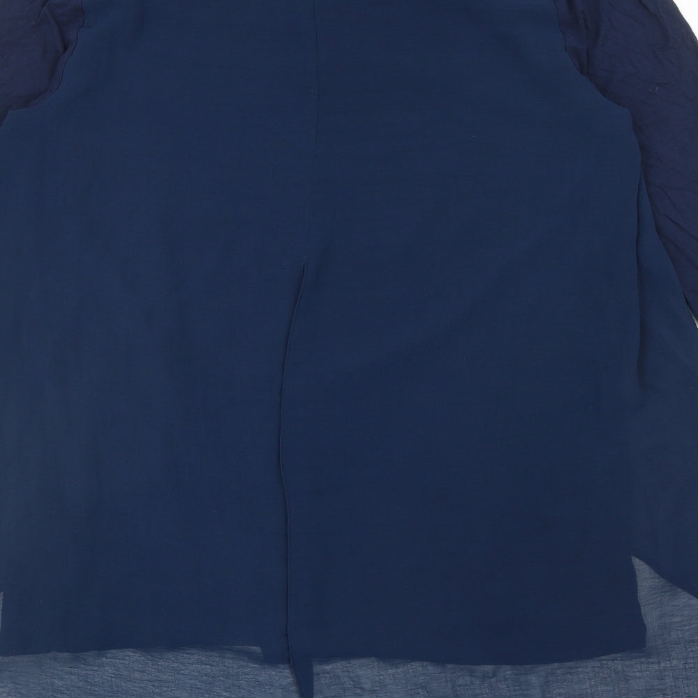 Apricot Womens Blue Polyester Basic Blouse Size 14 Boat Neck