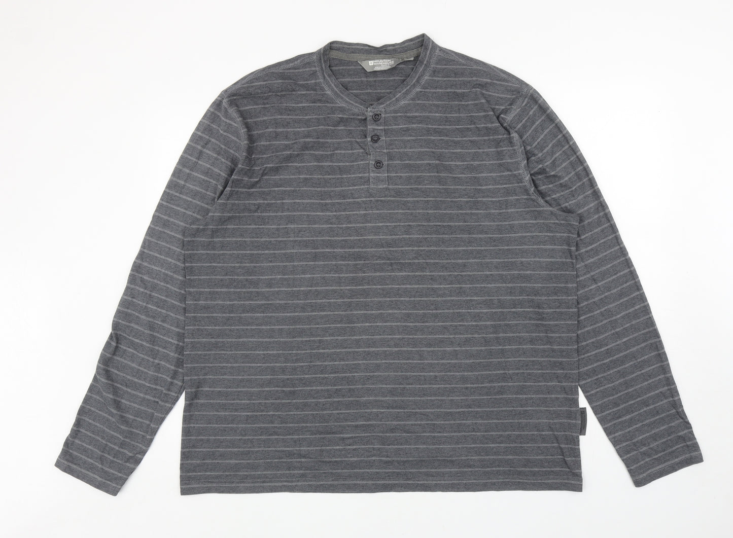 Mountain Warehouse Mens Grey Striped Cotton T-Shirt Size 3XL Round Neck