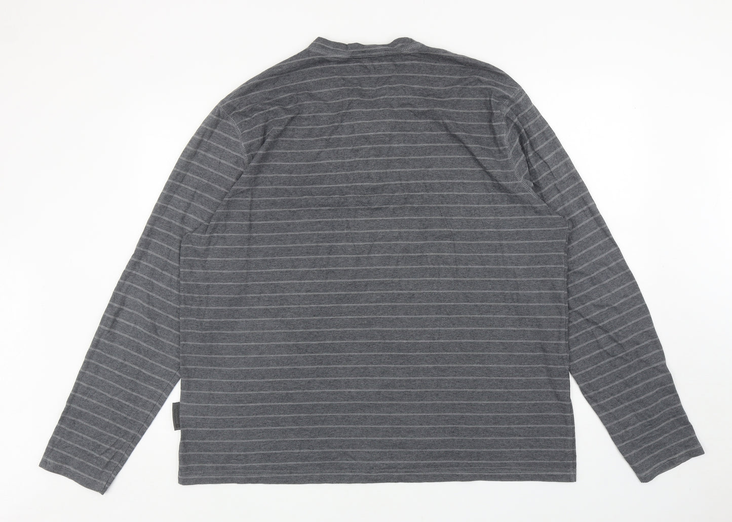 Mountain Warehouse Mens Grey Striped Cotton T-Shirt Size 3XL Round Neck