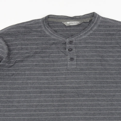 Mountain Warehouse Mens Grey Striped Cotton T-Shirt Size 3XL Round Neck