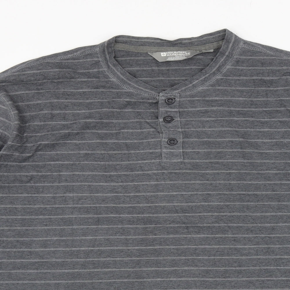 Mountain Warehouse Mens Grey Striped Cotton T-Shirt Size 3XL Round Neck