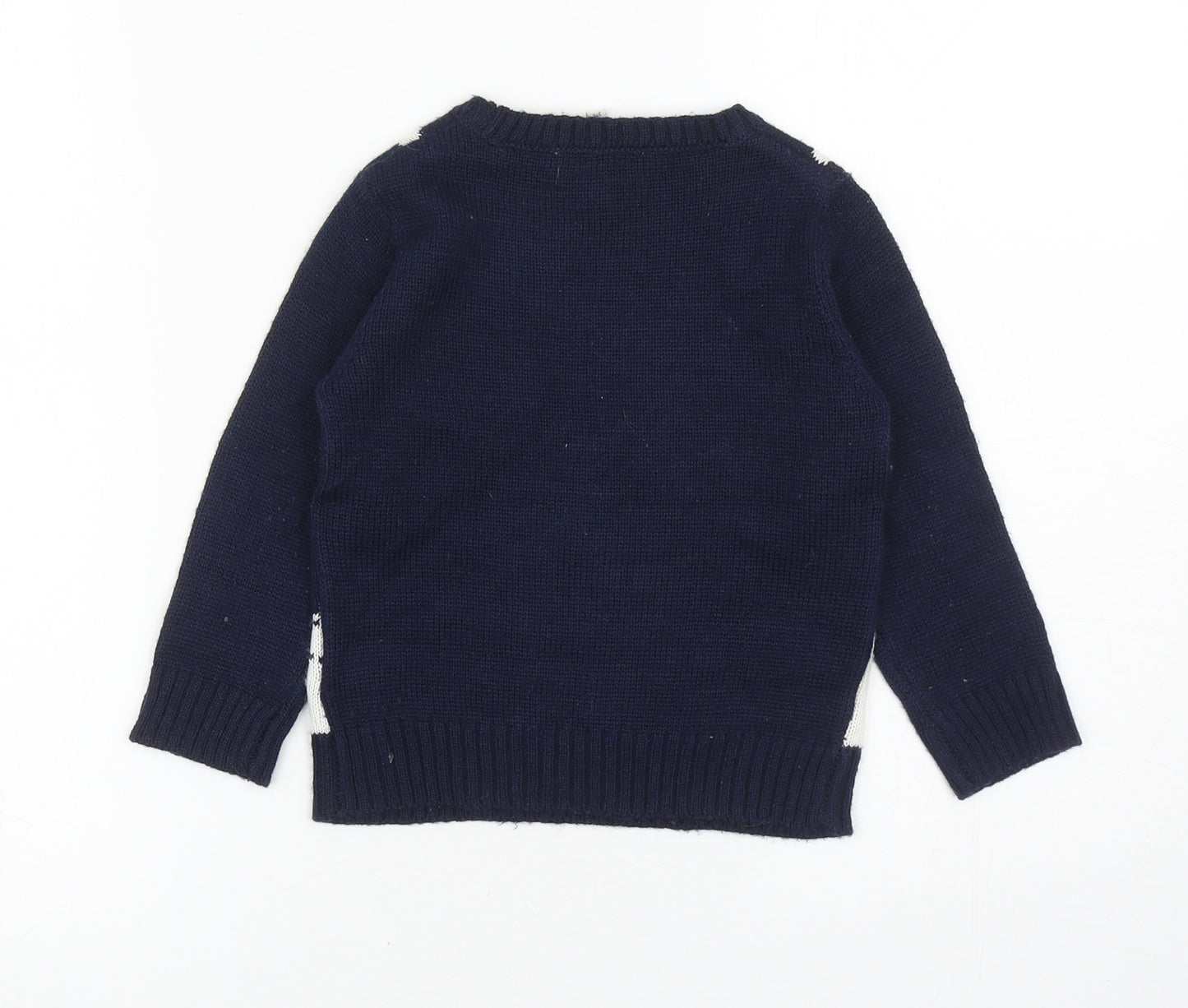 Peacocks Boys Blue Round Neck Acrylic Pullover Jumper Size 2-3 Years Pullover - Christmas Dinosaur