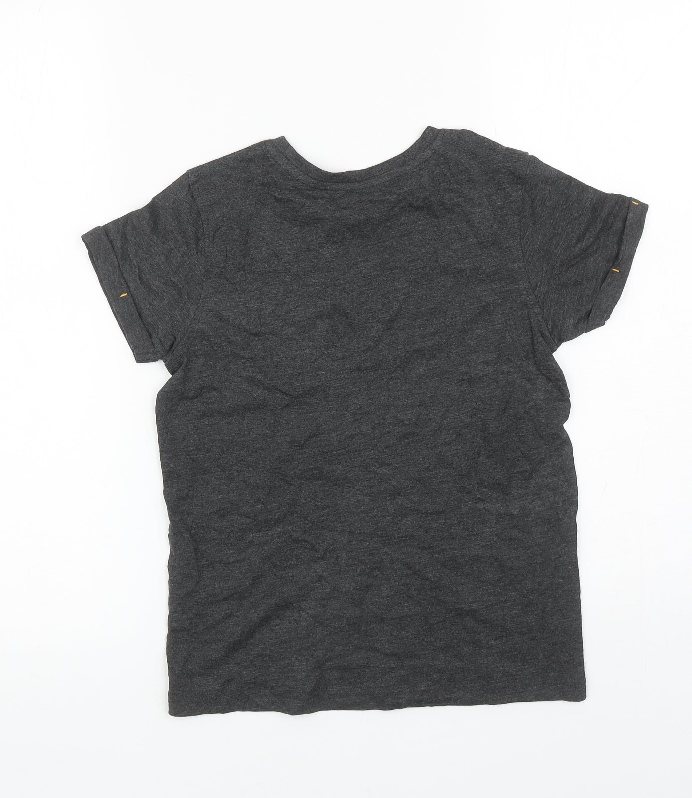George Boys Grey Cotton Basic T-Shirt Size 8-9 Years Round Neck Pullover