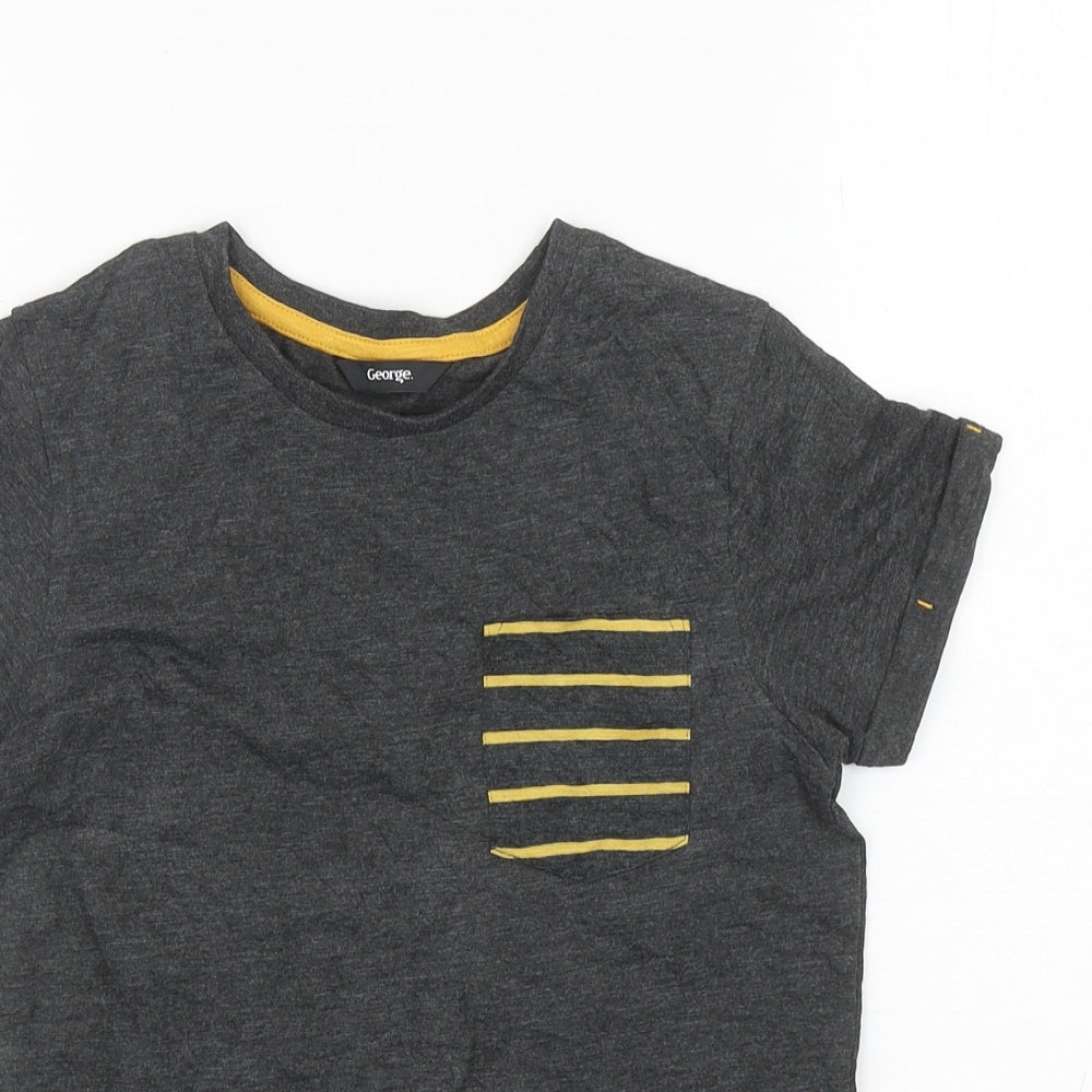 George Boys Grey Cotton Basic T-Shirt Size 8-9 Years Round Neck Pullover