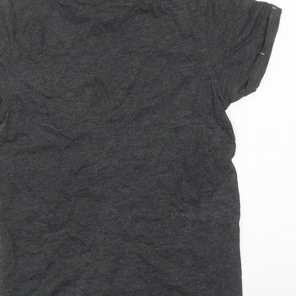 George Boys Grey Cotton Basic T-Shirt Size 8-9 Years Round Neck Pullover