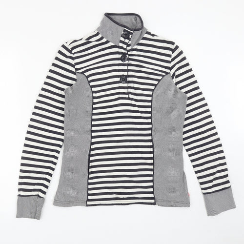 Per Una Womens Blue Striped Cotton Henley Sweatshirt Size S Button