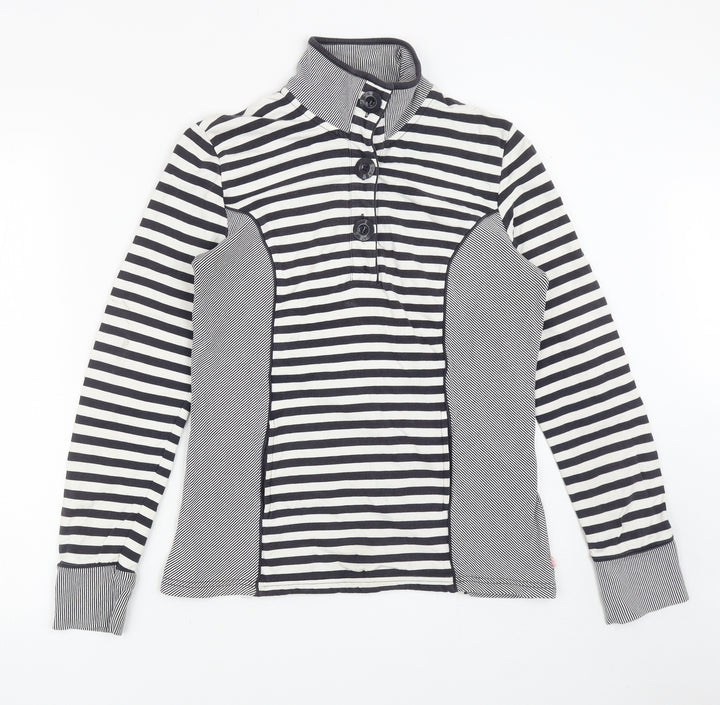 Per Una Womens Blue Striped Cotton Henley Sweatshirt Size S Button