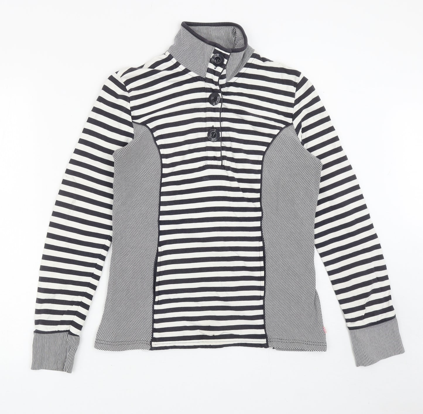 Per Una Womens Blue Striped Cotton Henley Sweatshirt Size S Button