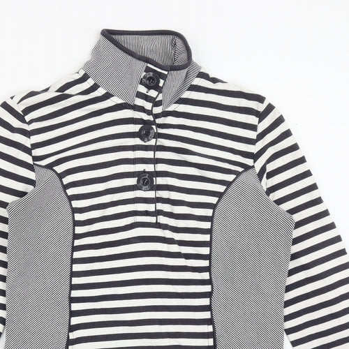 Per Una Womens Blue Striped Cotton Henley Sweatshirt Size S Button