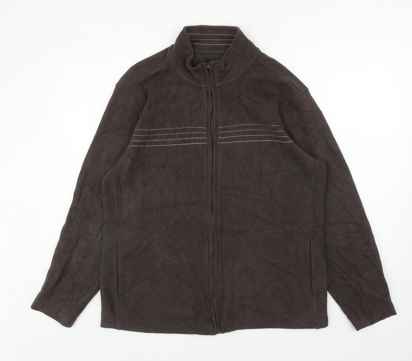 NEXT Mens Brown High Neck Cotton Full Zip Jumper Size L
