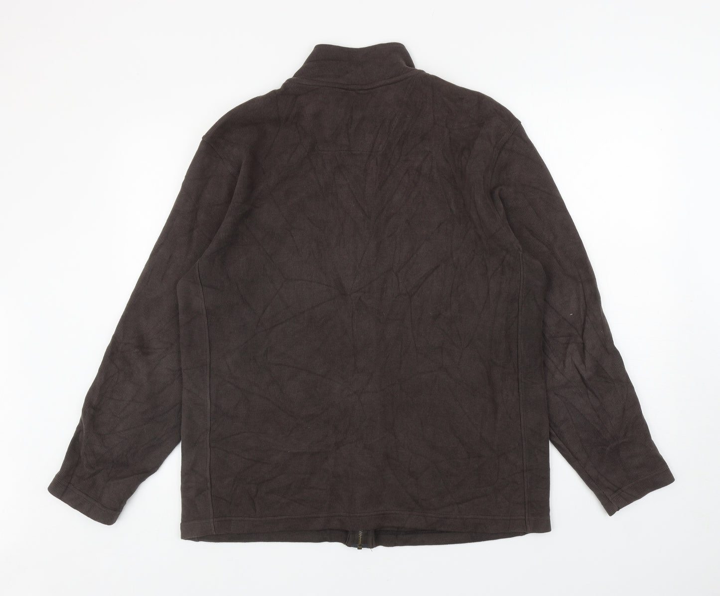 NEXT Mens Brown High Neck Cotton Full Zip Jumper Size L
