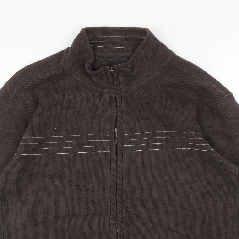 NEXT Mens Brown High Neck Cotton Full Zip Jumper Size L