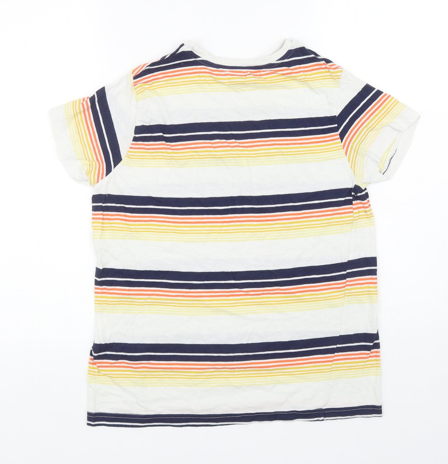 Primark Boys Multicoloured Striped Cotton Basic T-Shirt Size 11-12 Years Round Neck Pullover - Miami