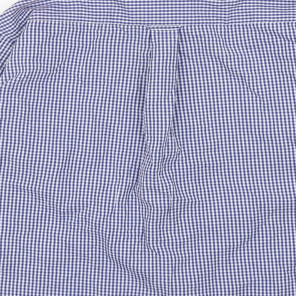 Marks and Spencer Boys Blue Gingham Cotton Basic Button-Up Size 5-6 Years Collared Button