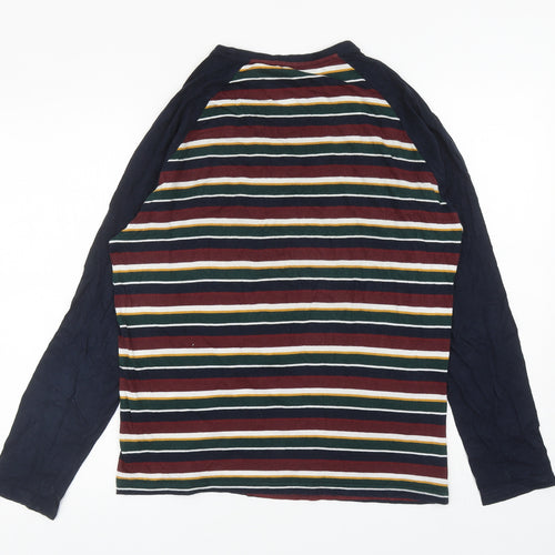 Marks and Spencer Womens Multicoloured Striped Cotton Ringer T-Shirt Size S Round Neck