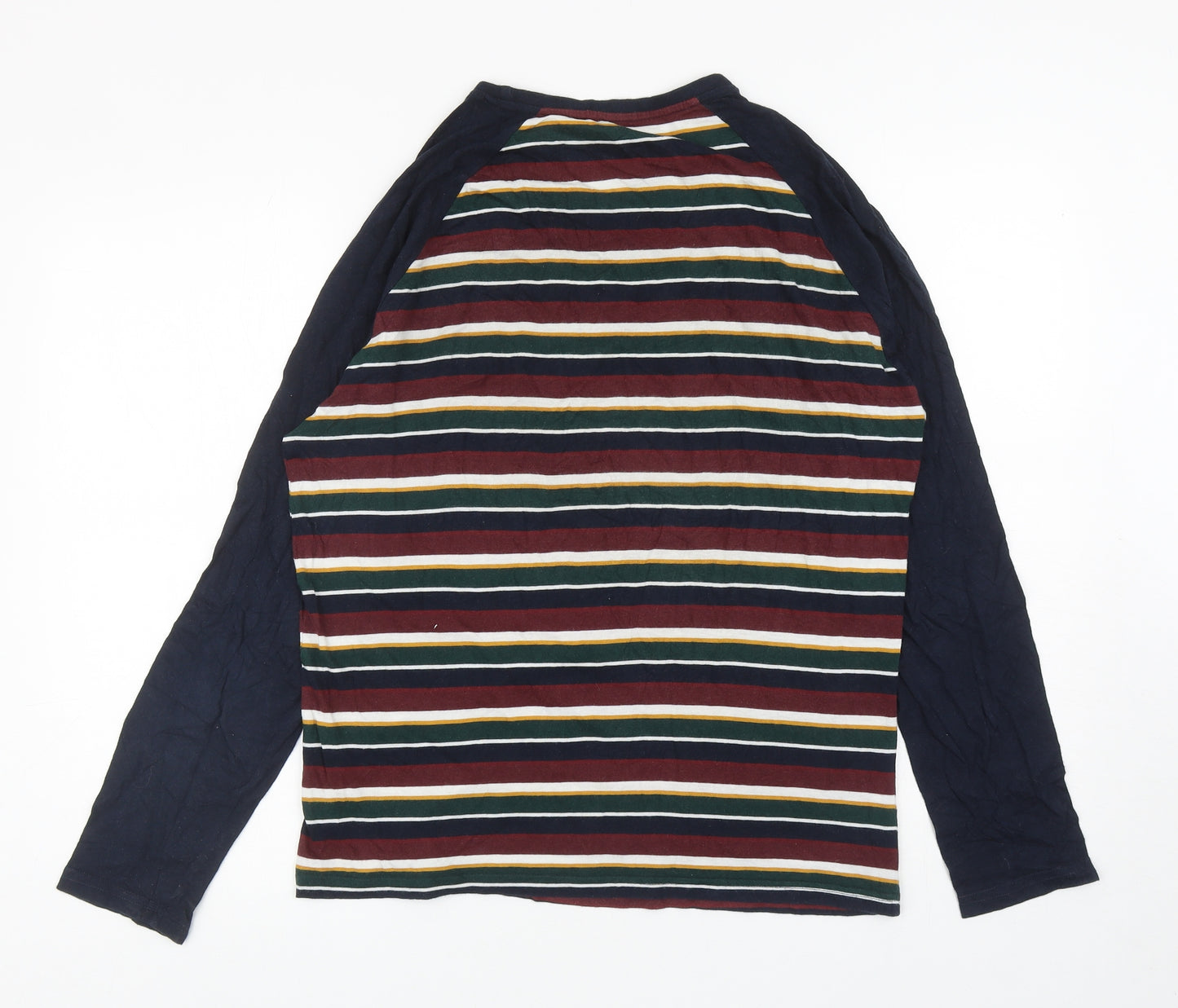 Marks and Spencer Womens Multicoloured Striped Cotton Ringer T-Shirt Size S Round Neck