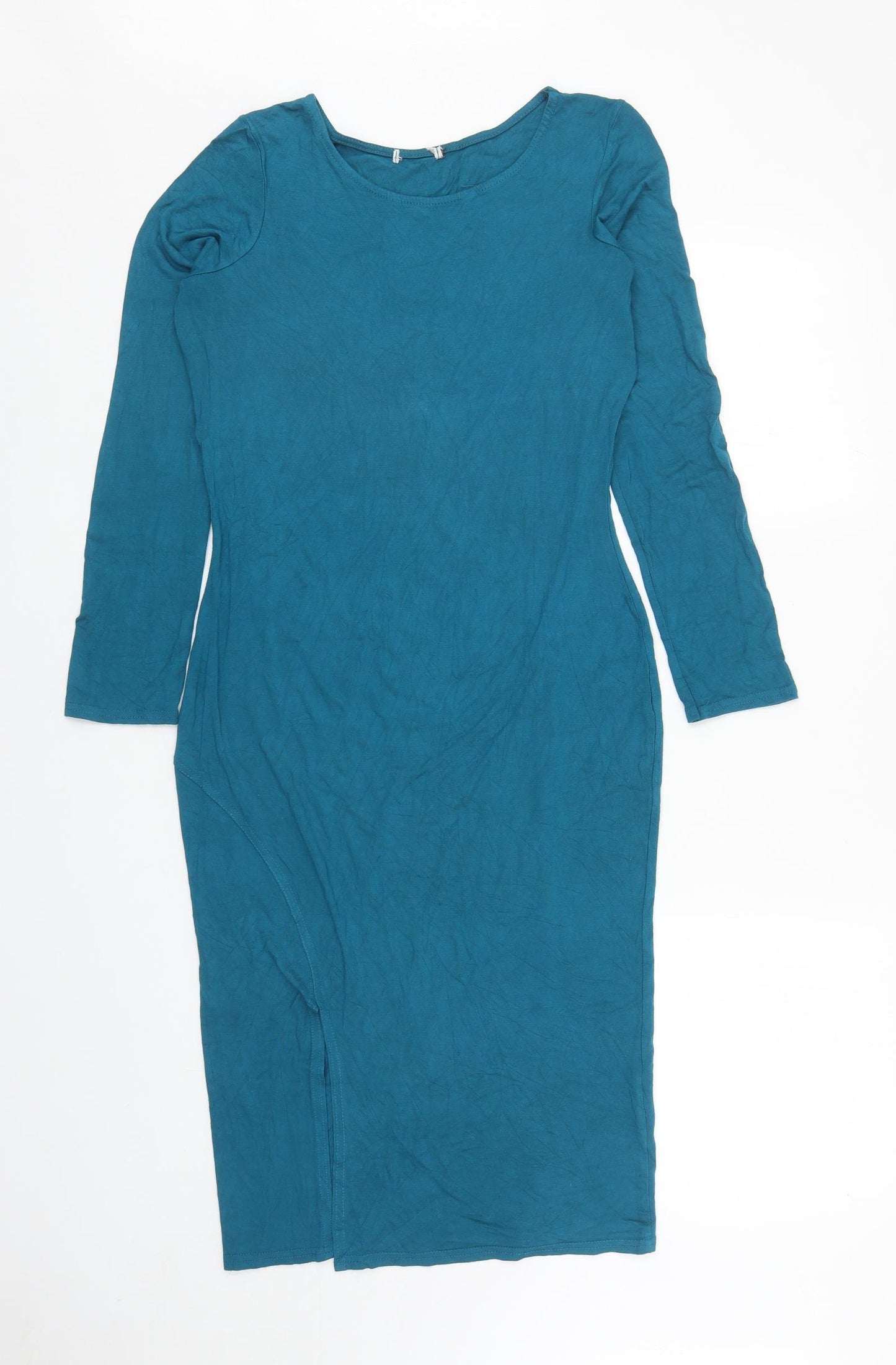 River Island Womens Blue Viscose Bodycon Size 12 Boat Neck Pullover