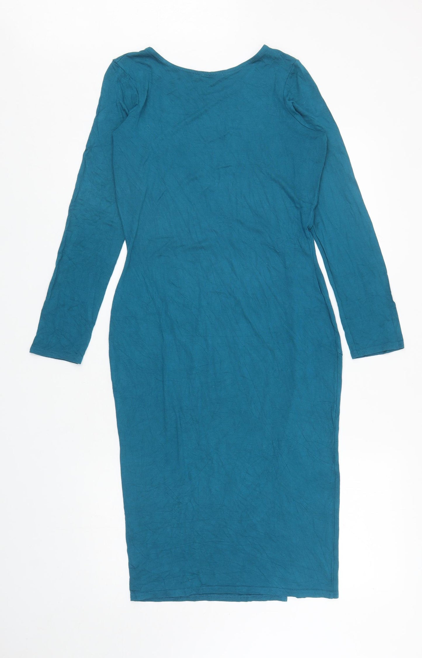 River Island Womens Blue Viscose Bodycon Size 12 Boat Neck Pullover