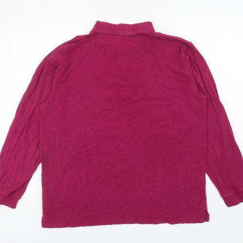 Cotton Traders Mens Pink Cotton Polo Size L Collared Button