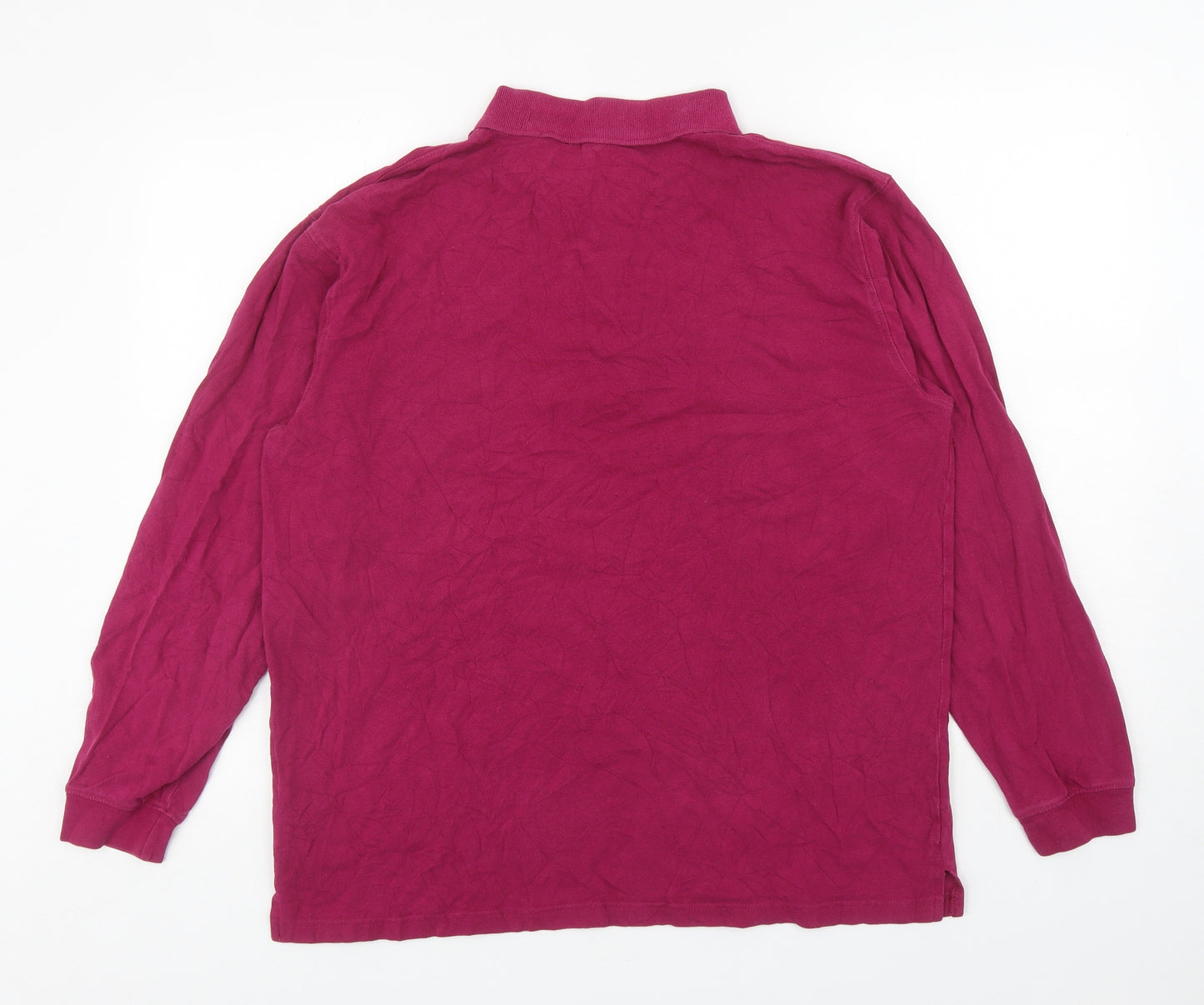 Cotton Traders Mens Pink Cotton Polo Size L Collared Button