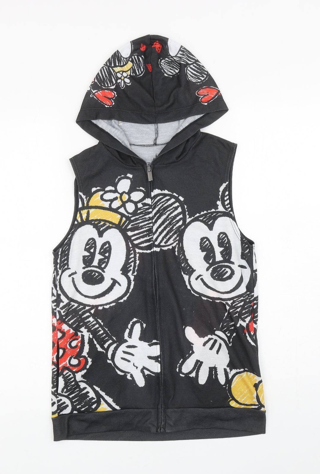Disney Girls Black Polyester Full Zip Hoodie Size L Zip - Mickey Mouse