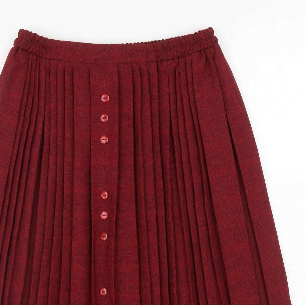 Preworn Womens Red Polyester Pleated Skirt Size L