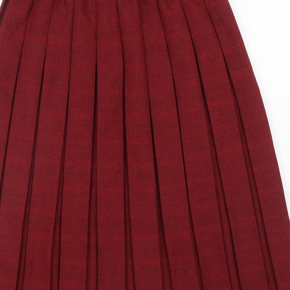 Preworn Womens Red Polyester Pleated Skirt Size L