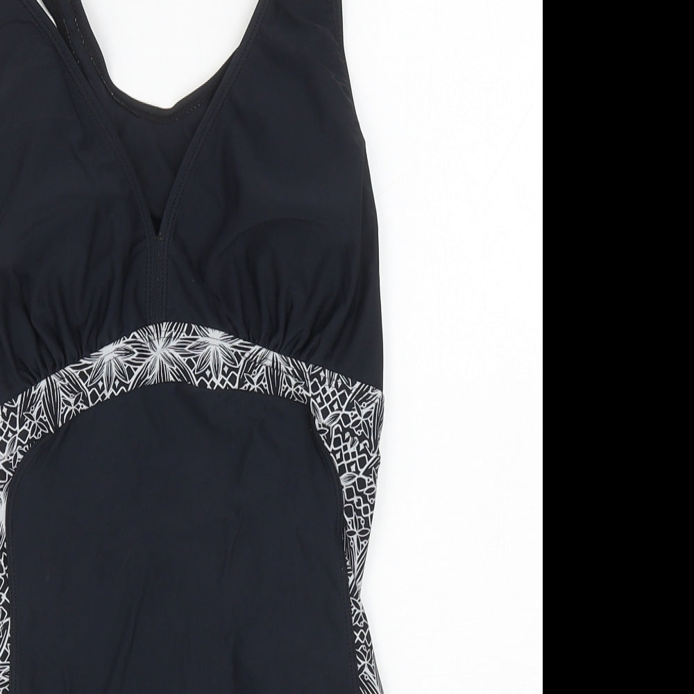 Slazenger Womens Black Geometric Nylon One Piece Size 16