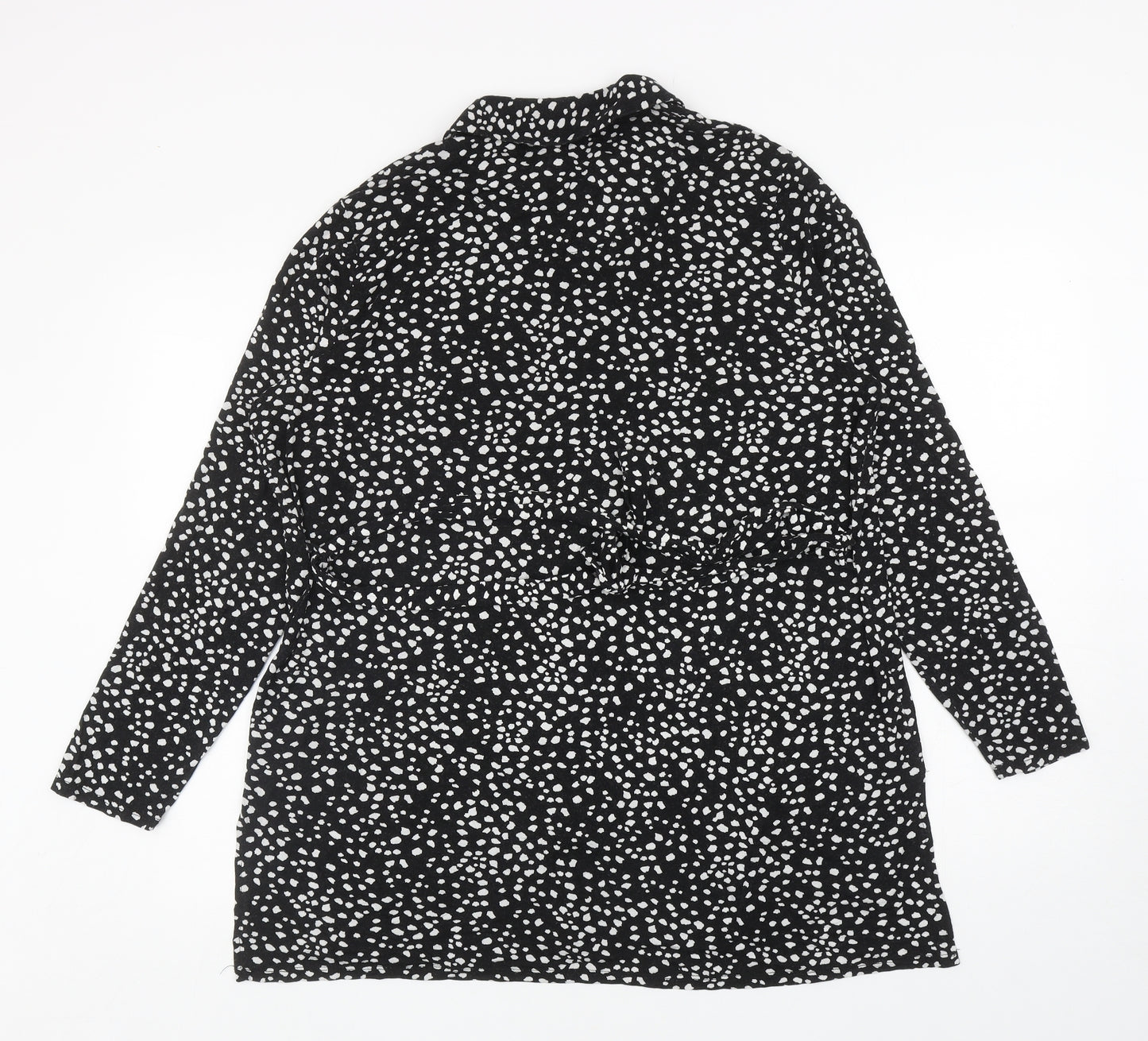 TU Womens Black Polka Dot Viscose Tunic Button-Up Size 18 Collared