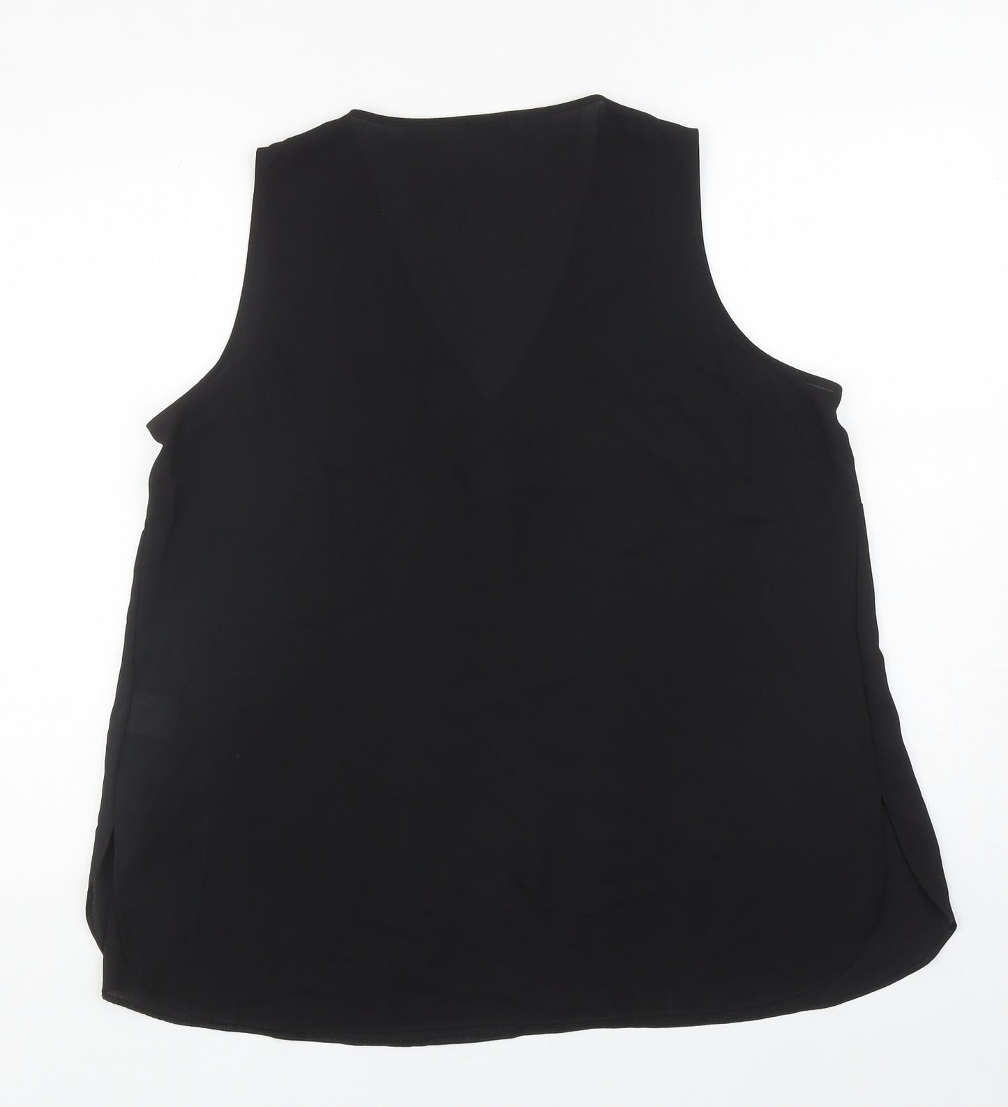 Roman Womens Black Polyester Basic Blouse Size 14 V-Neck