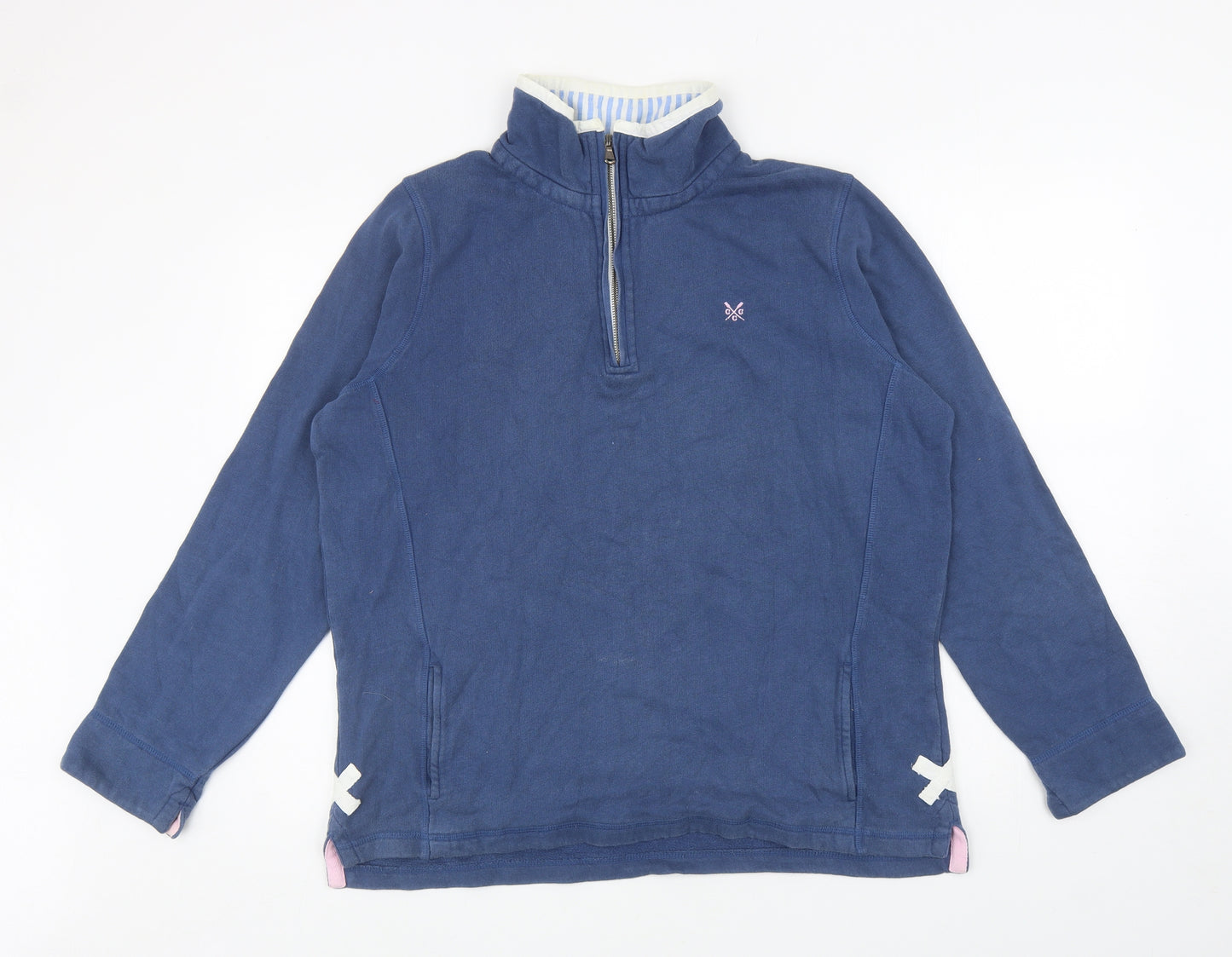 Crew Clothing Womens Blue Cotton Pullover Sweatshirt Size 16 Zip