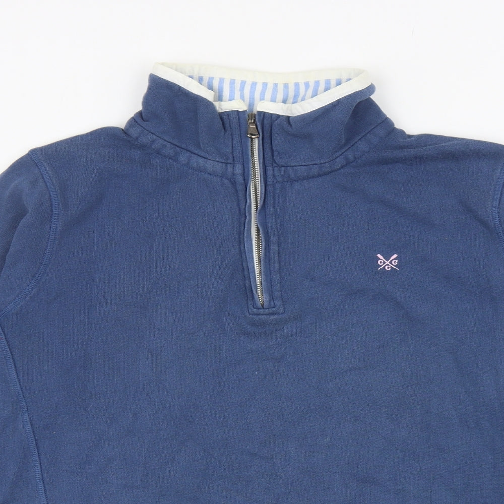 Crew Clothing Womens Blue Cotton Pullover Sweatshirt Size 16 Zip