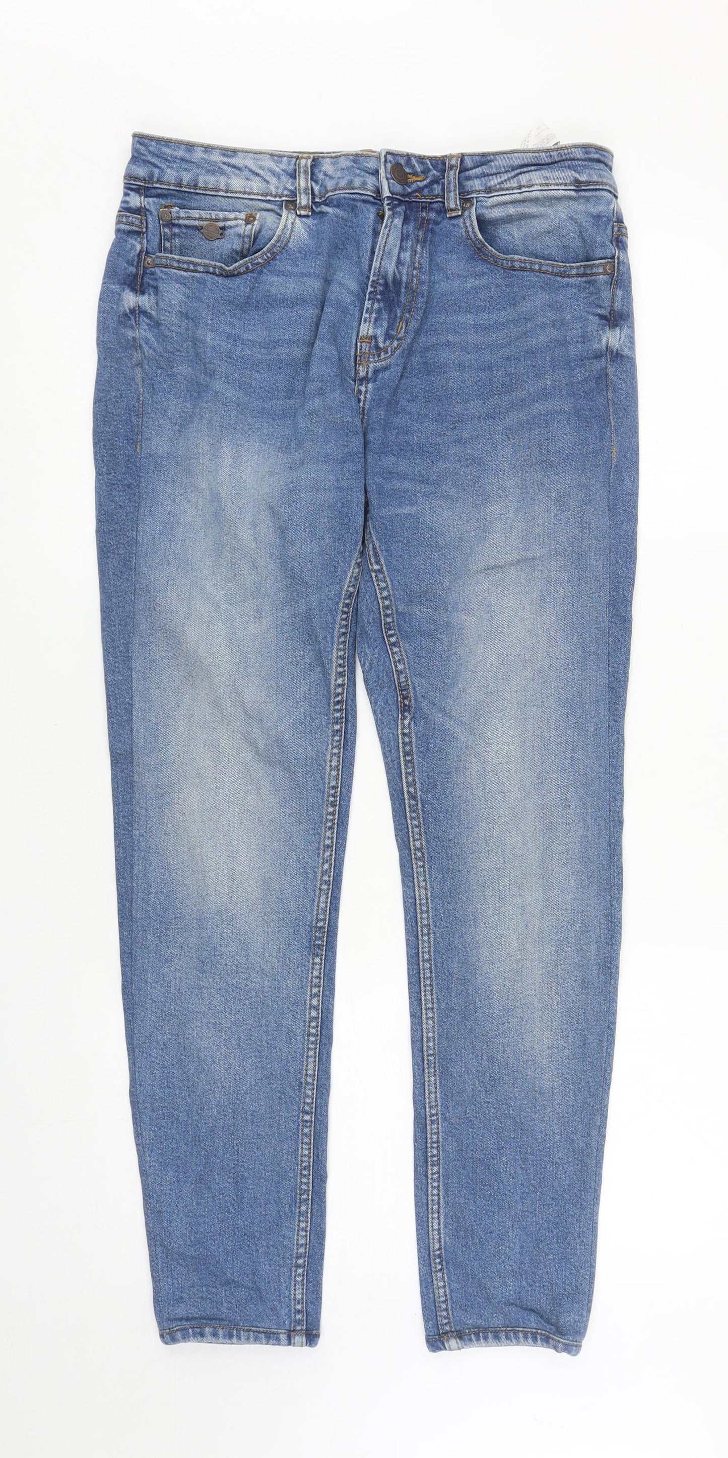 Pull&Bear Womens Blue Cotton Skinny Jeans Size 14 L29 in Regular Zip