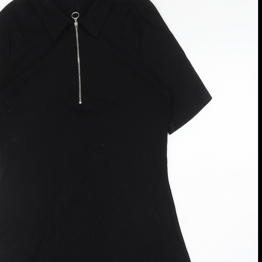 Primark Womens Black Polyester A-Line Size 16 Collared Zip