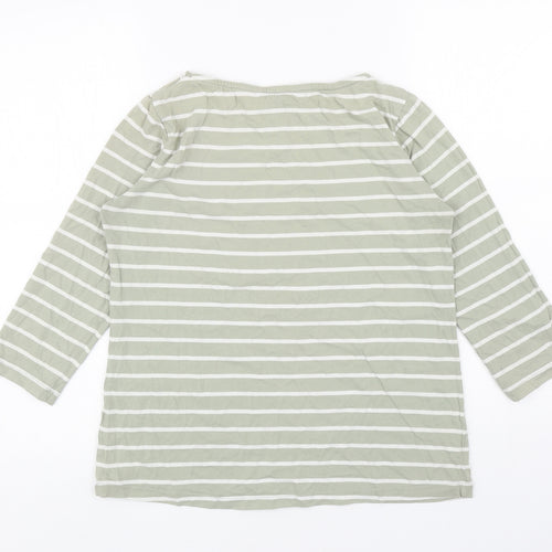 Crew Clothing Womens Green Striped Cotton Basic T-Shirt Size 10 Boat Neck