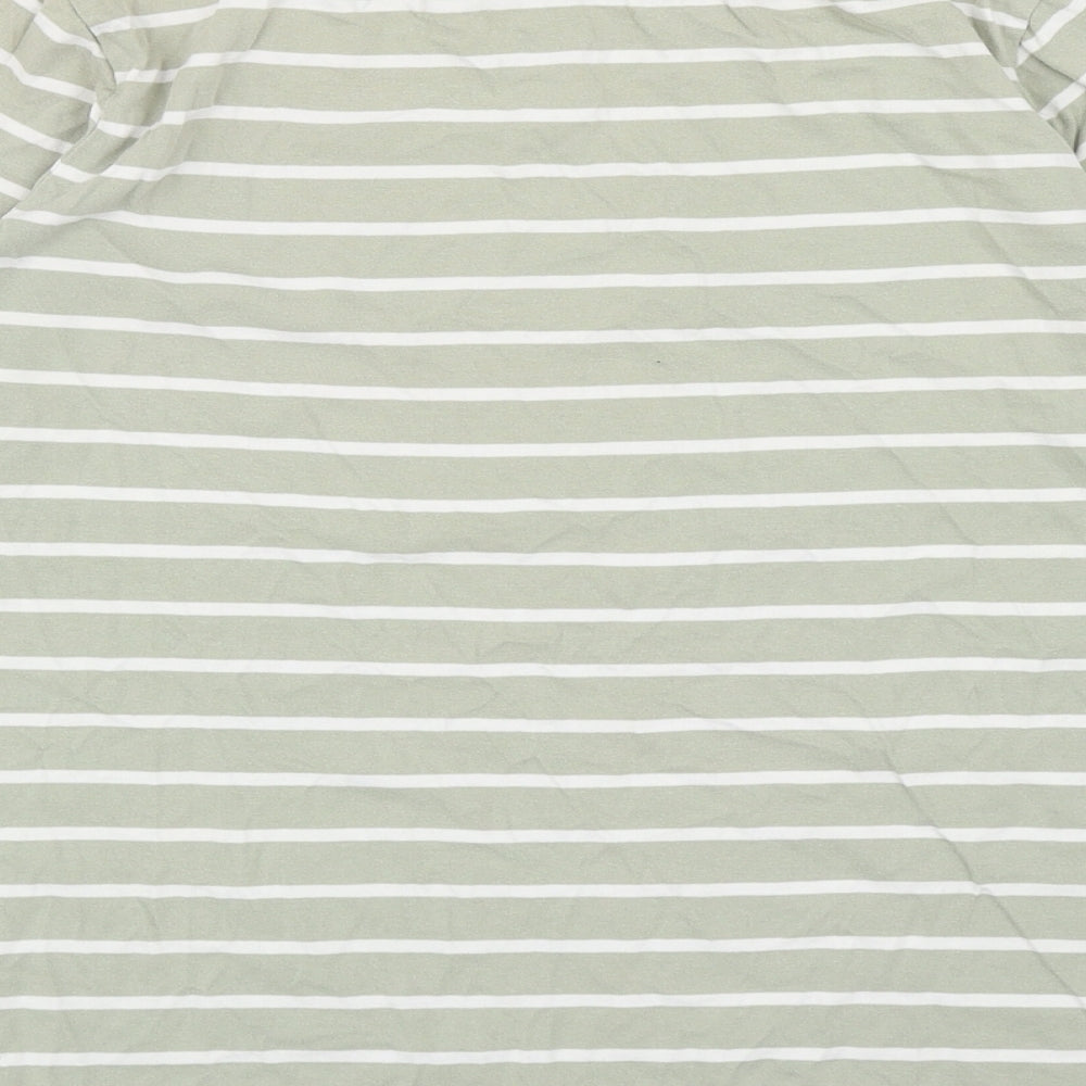 Crew Clothing Womens Green Striped Cotton Basic T-Shirt Size 10 Boat Neck