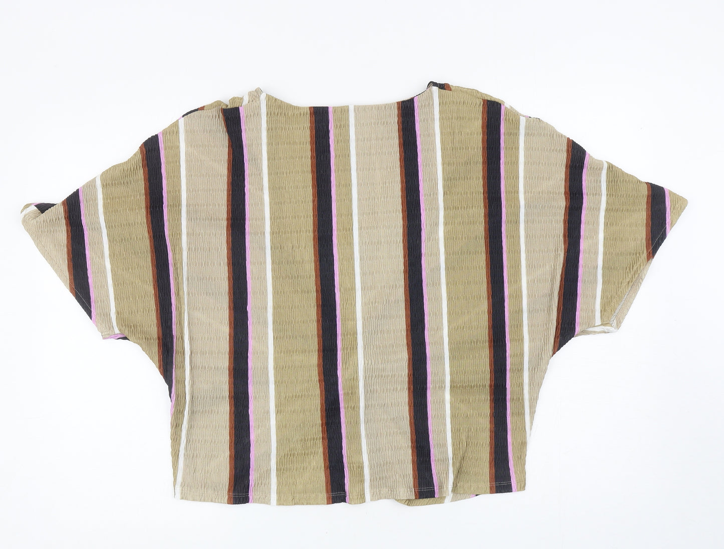Marks and Spencer Womens Multicoloured Striped Polyester Basic Blouse Size 18 V-Neck - Twist