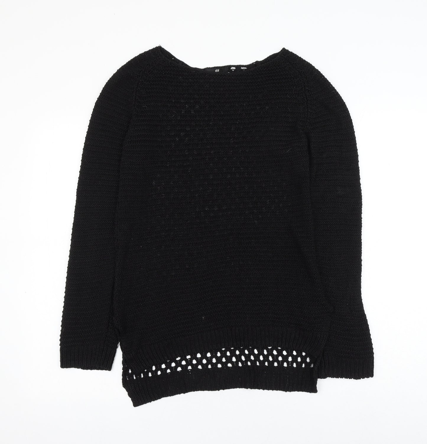 H&M Womens Black Round Neck Acrylic Pullover Jumper Size S