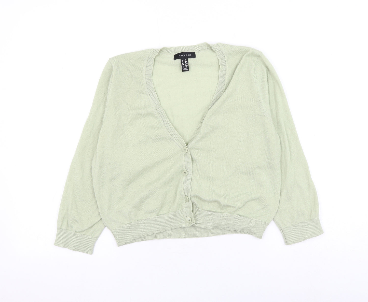 New Look Womens Green V-Neck Polyester Cardigan Jumper Size 12