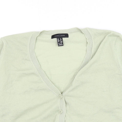 New Look Womens Green V-Neck Polyester Cardigan Jumper Size 12