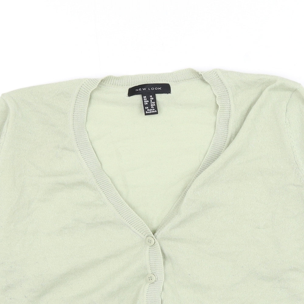 New Look Womens Green V-Neck Polyester Cardigan Jumper Size 12