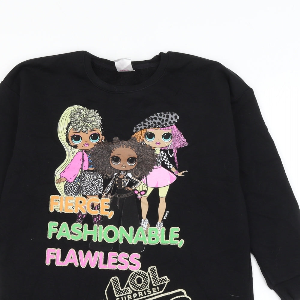 George Girls Black Cotton Pullover Sweatshirt Size 7-8 Years Pullover - LOL Dolls