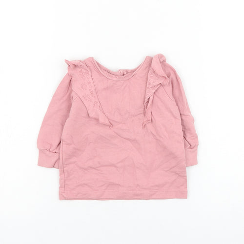 NEXT Girls Pink Cotton Pullover Jumper Size 3-6 Months Button